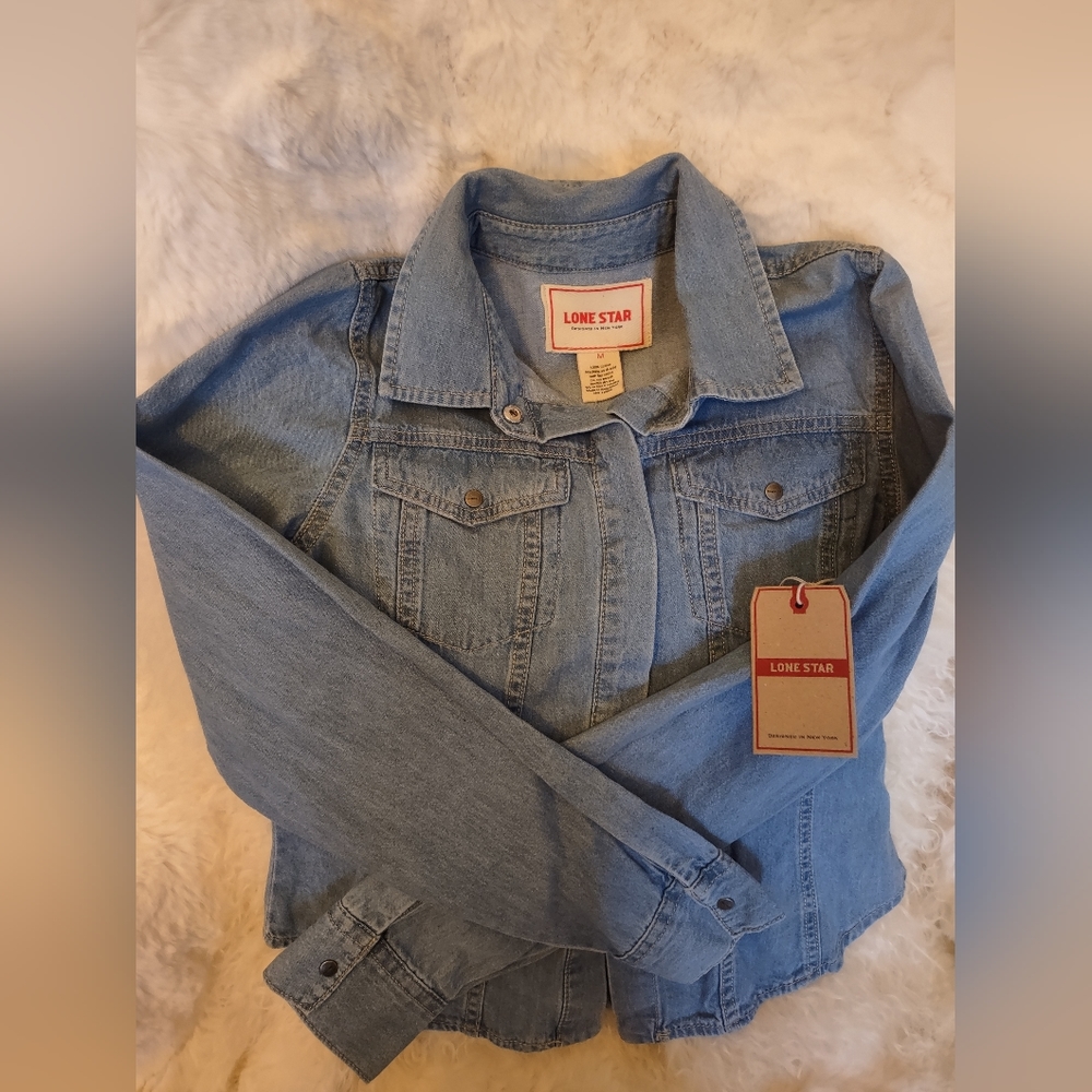 Lone Star, Juniors Sz Med, Lt Weight Cotton Denim Jacket, Snap Front, NWTs